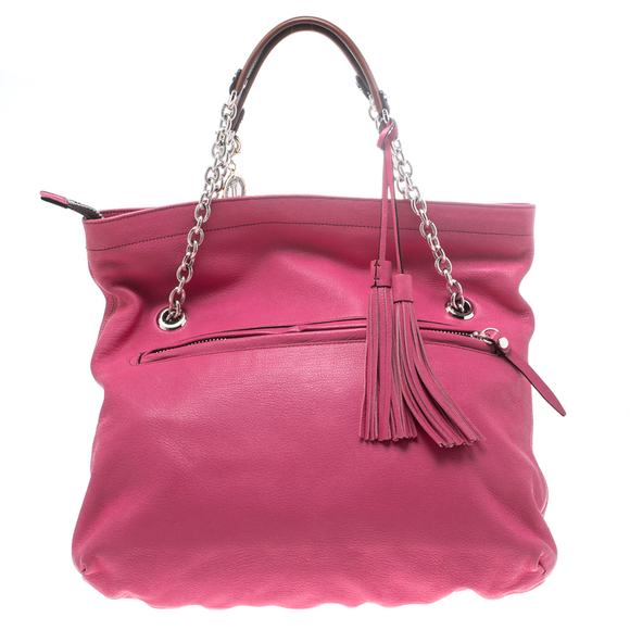LANVIN Pink Leather Chain Shoulder Bag - Picture 4 of 8